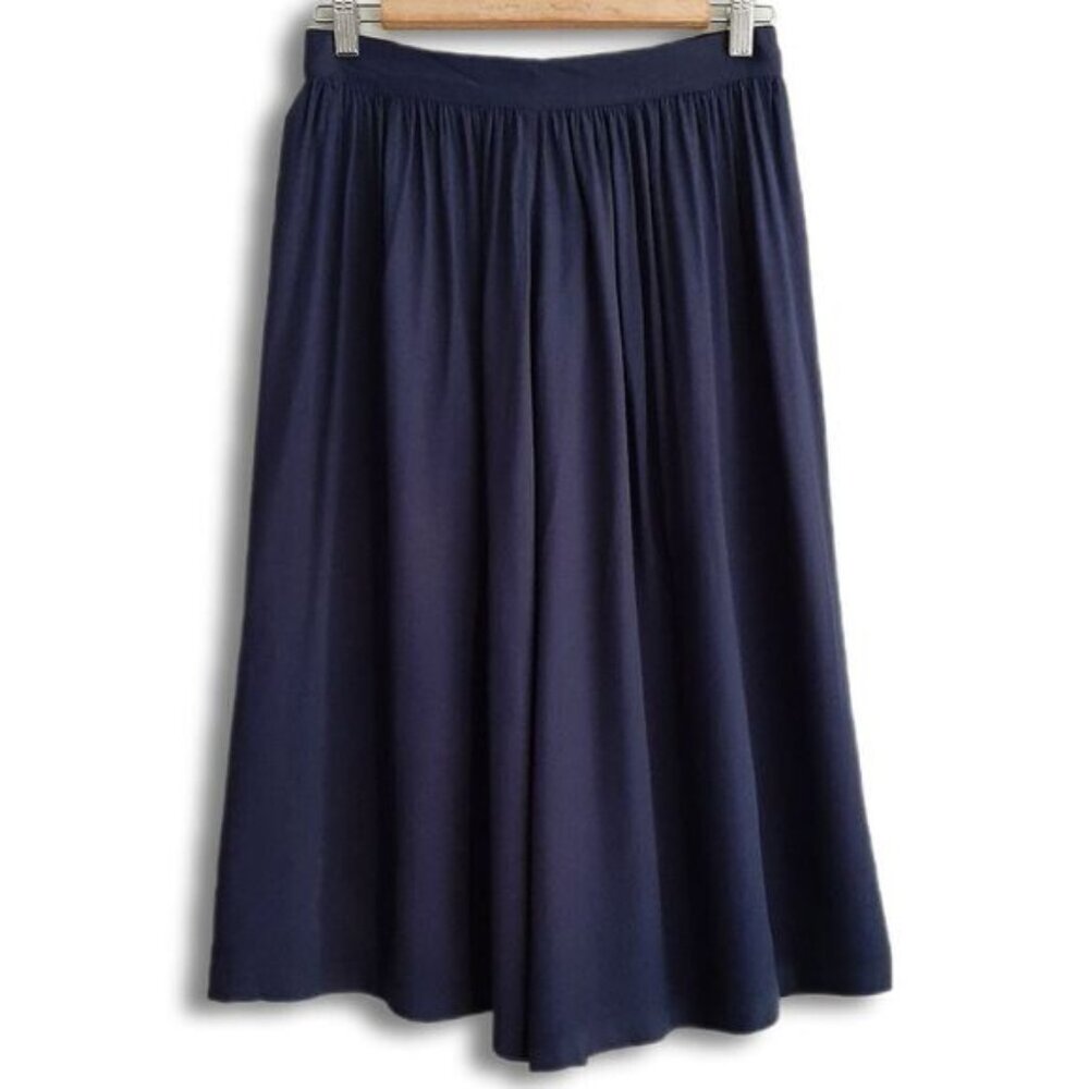 MINIMUM Denmark Maddalena Plisse Flowy Midi Skirt Navy Blue Sz S Flawed